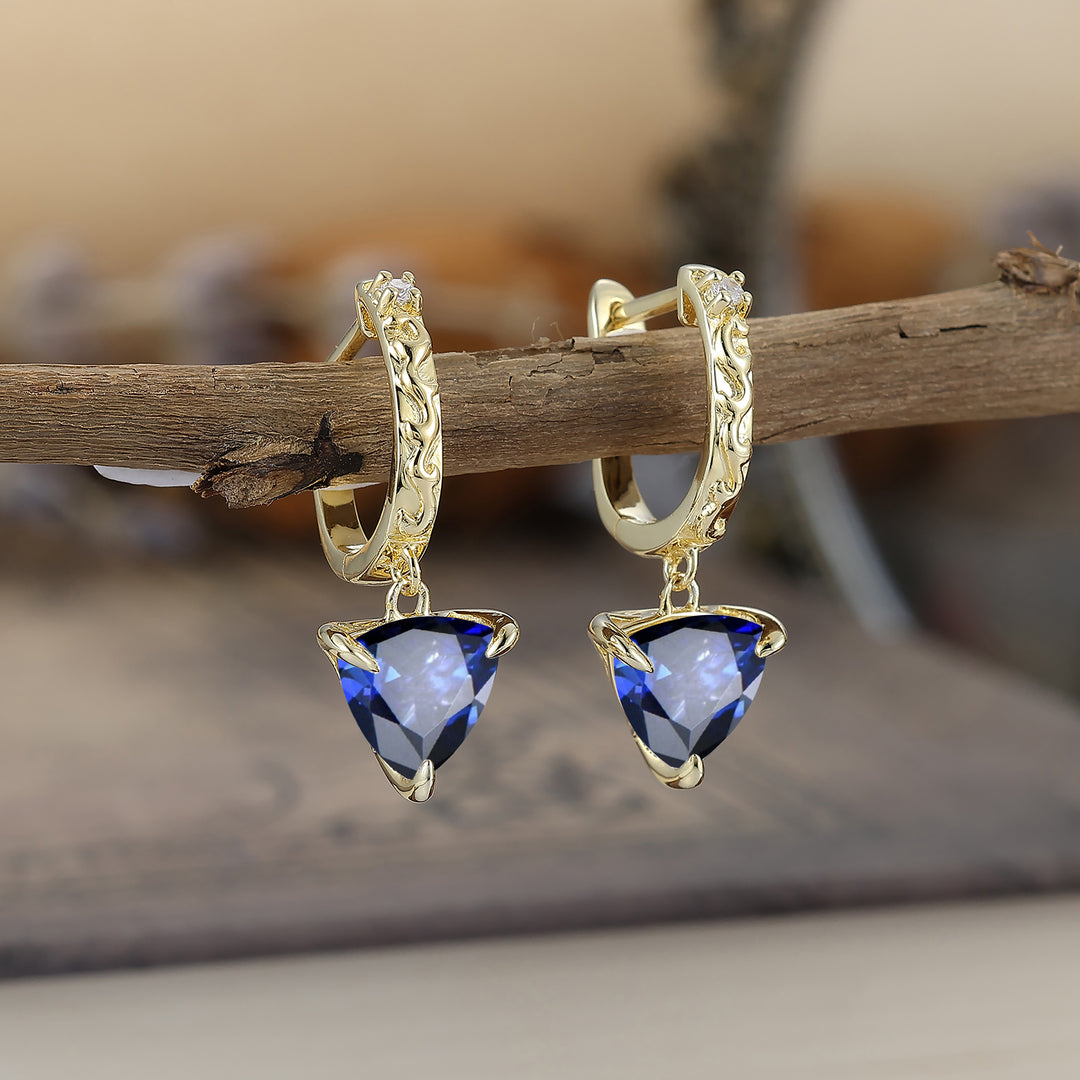 Elegant Fat Triangle Sapphire Women Dangle Earrings September Birthstone Earrings -  Esdomera.com