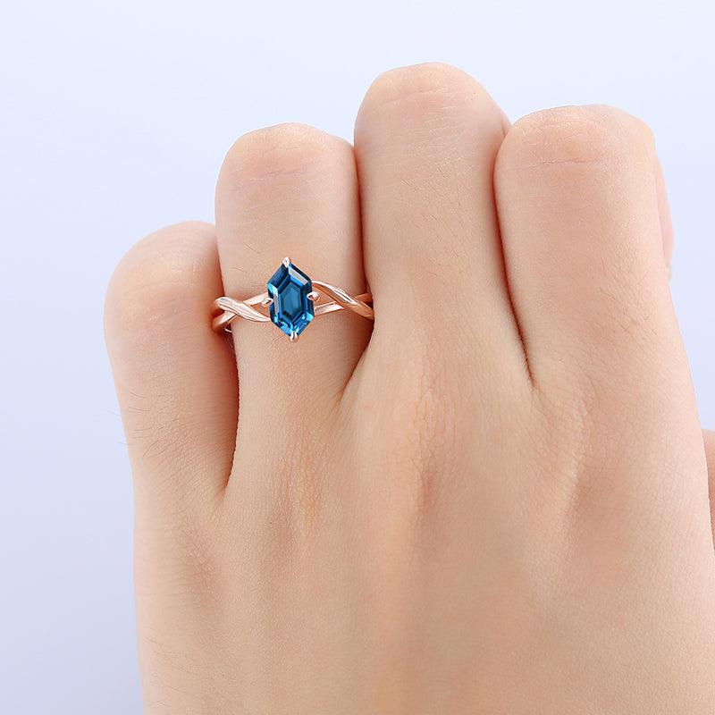 Blue Topaz Ring Hexagon Blue Topaz Ring 925 Sterling Silver Hexagon Rings shops Topaz Hexagons Rings