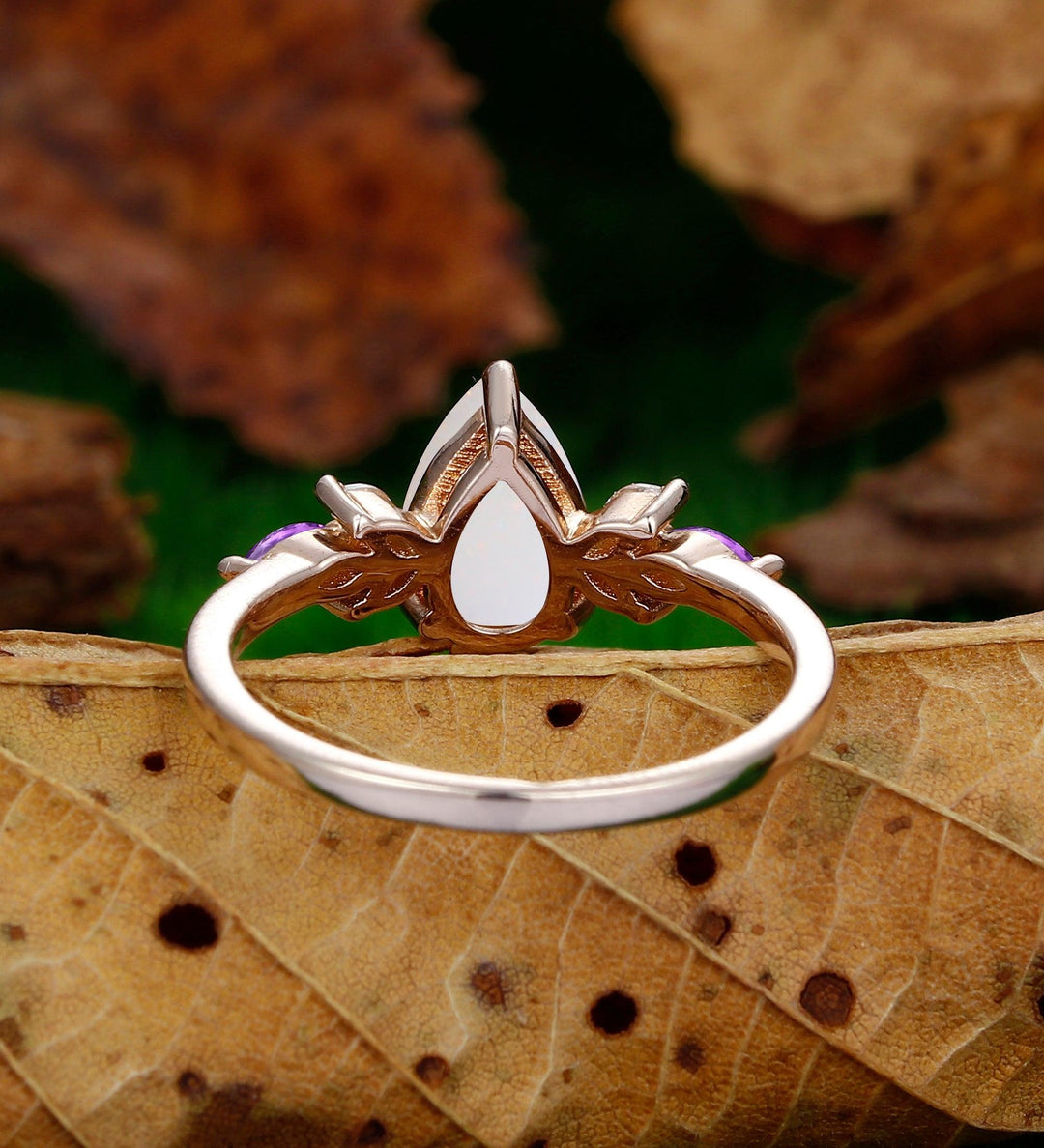 Opal Rings Carat Teardrop Opal Engagement Ring- Opal Cabochon