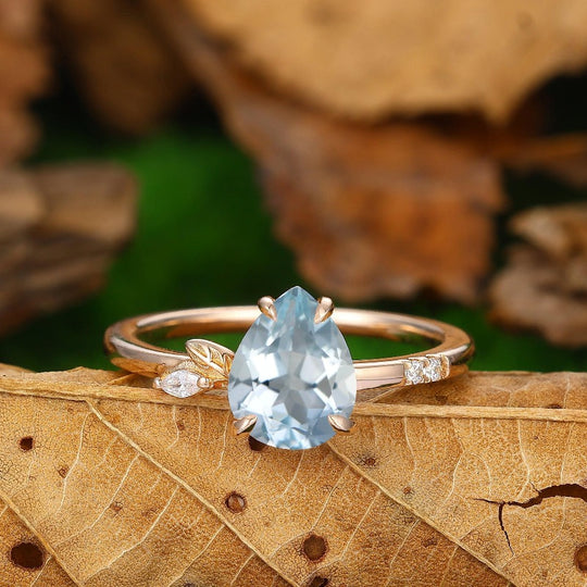 1.8 Carart Natural Pear Aquamarine Engagement Ring Bridal Promise Anniversary Gift - Esdomera