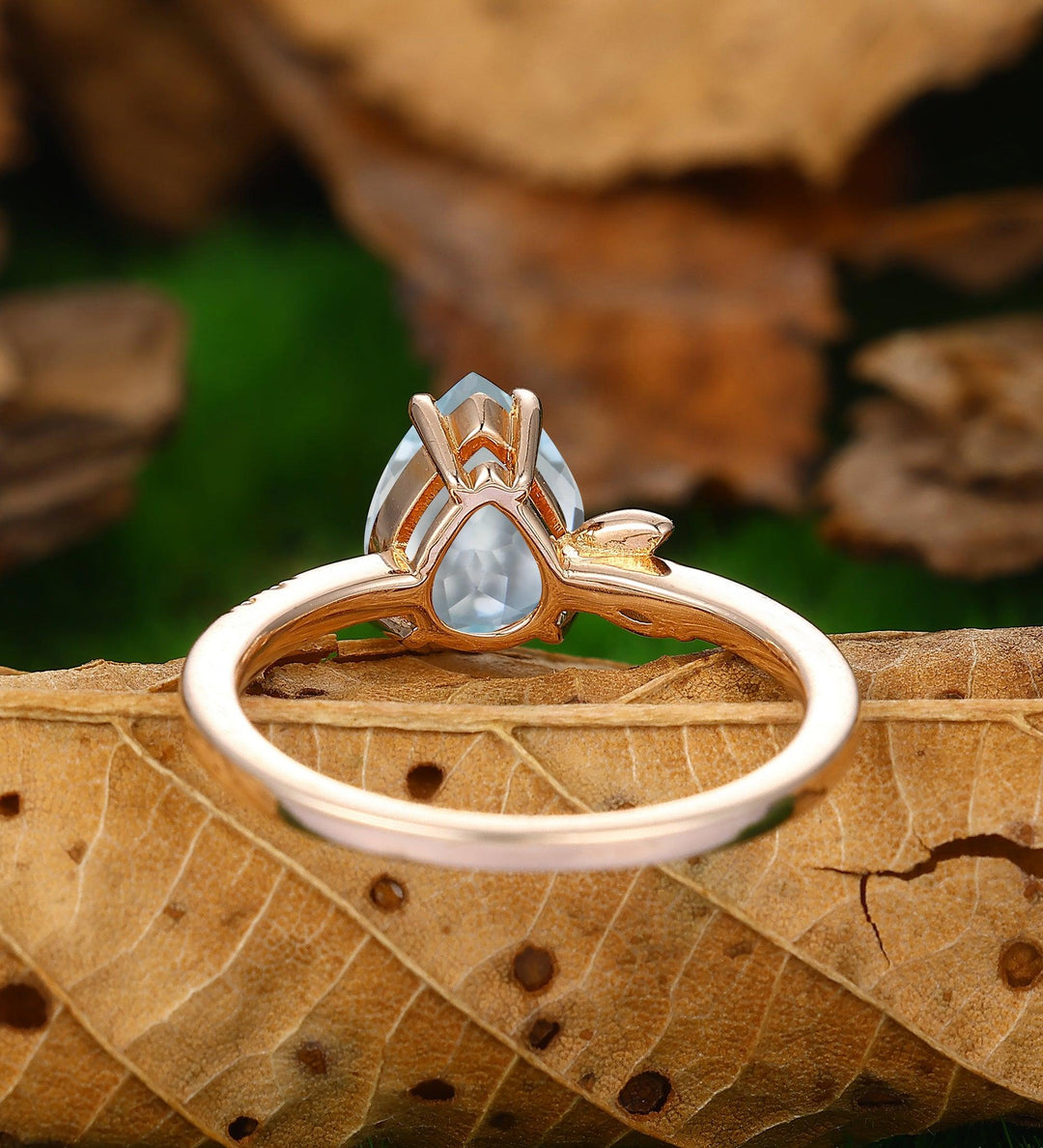 1.8 Carart Natural Pear Aquamarine Engagement Ring Bridal Promise Anniversary Gift - Esdomera