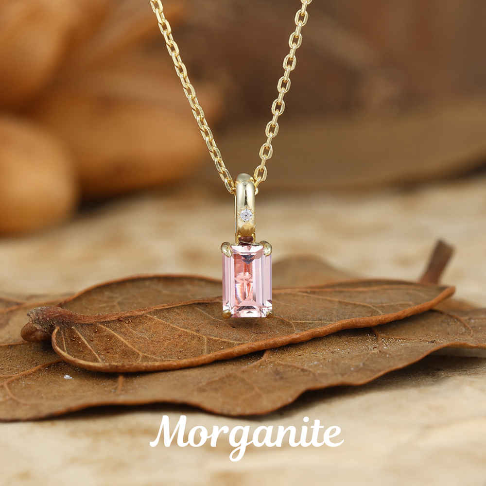 Collana con Ciondolo Rettangolare in Acquamarina Stile Art Deco Regalo Anniversario per Donna