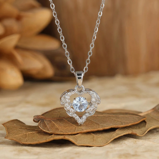 Unique Hartaccenten Stijl Aquamarijn Hanger Ketting Witgouden Bruidshanger