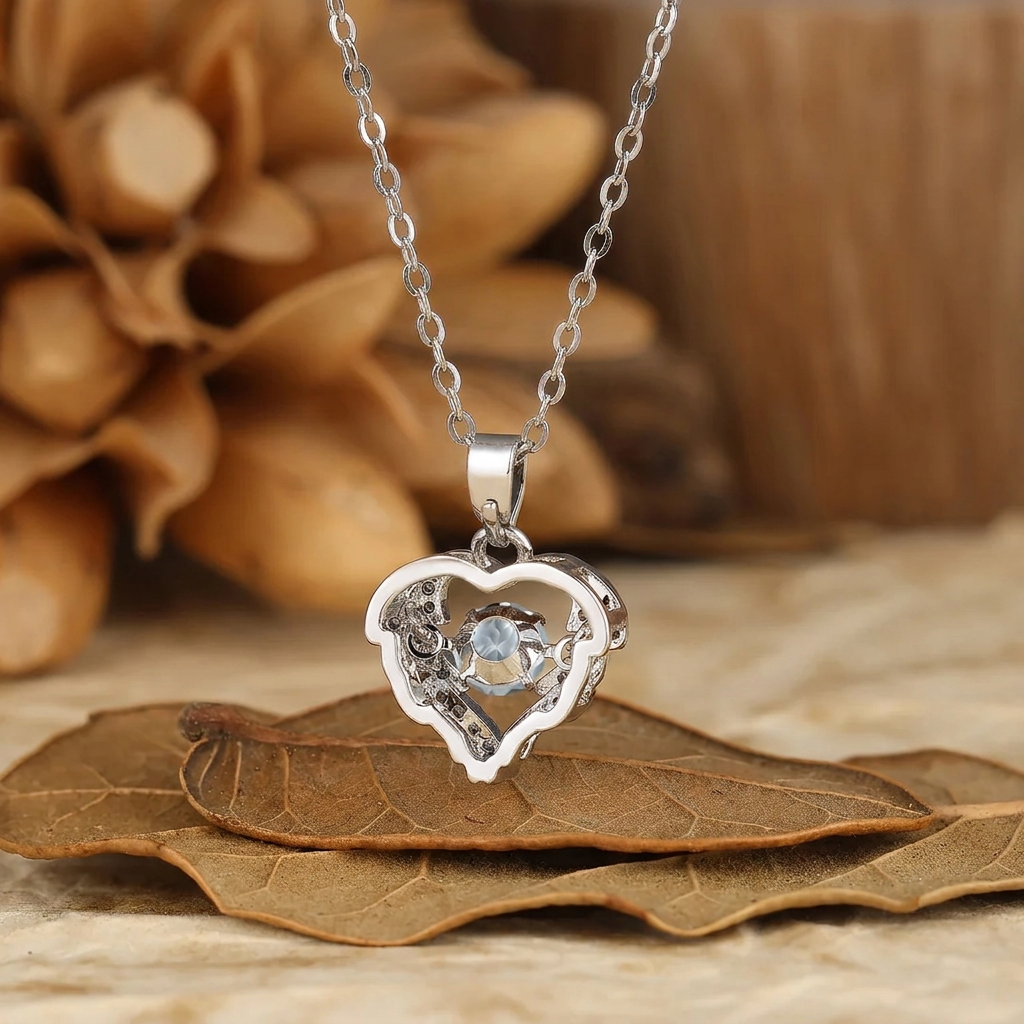 Unique Hartaccenten Stijl Aquamarijn Hanger Ketting Witgouden Bruidshanger
