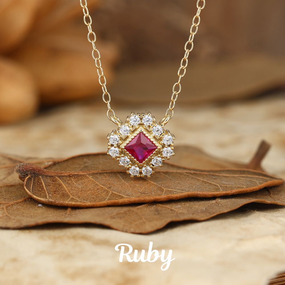 Vintage Collana con Pendente a Cluster di Zaffiri in Oro Massiccio 14K per Donna