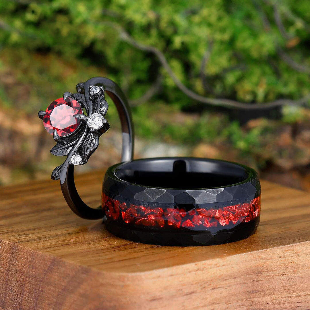 Ruby Ring Red Wedding Rings Sets Gemstone Ruby Red Diamond Ring