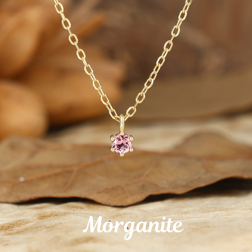 Tiny Round Aquamarine Pendant Necklace Bridal Birthday Gift For Women