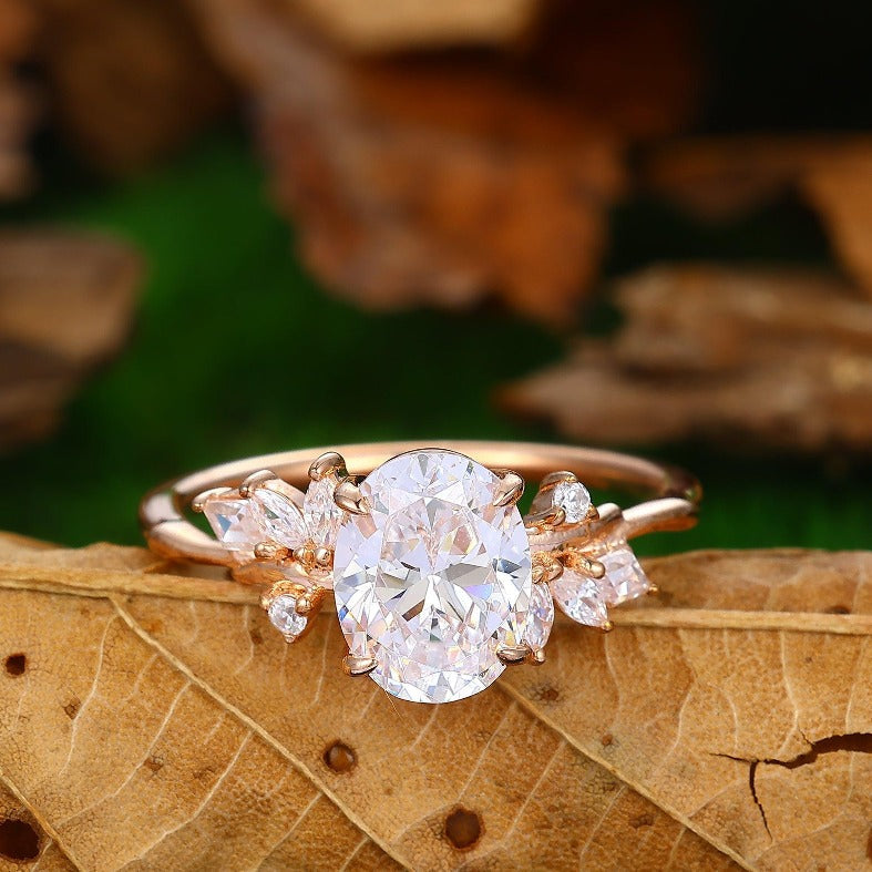 2.00CT Oval Cut 7*9mm Moissanite Ring Prong Setting Ring - Esdomera