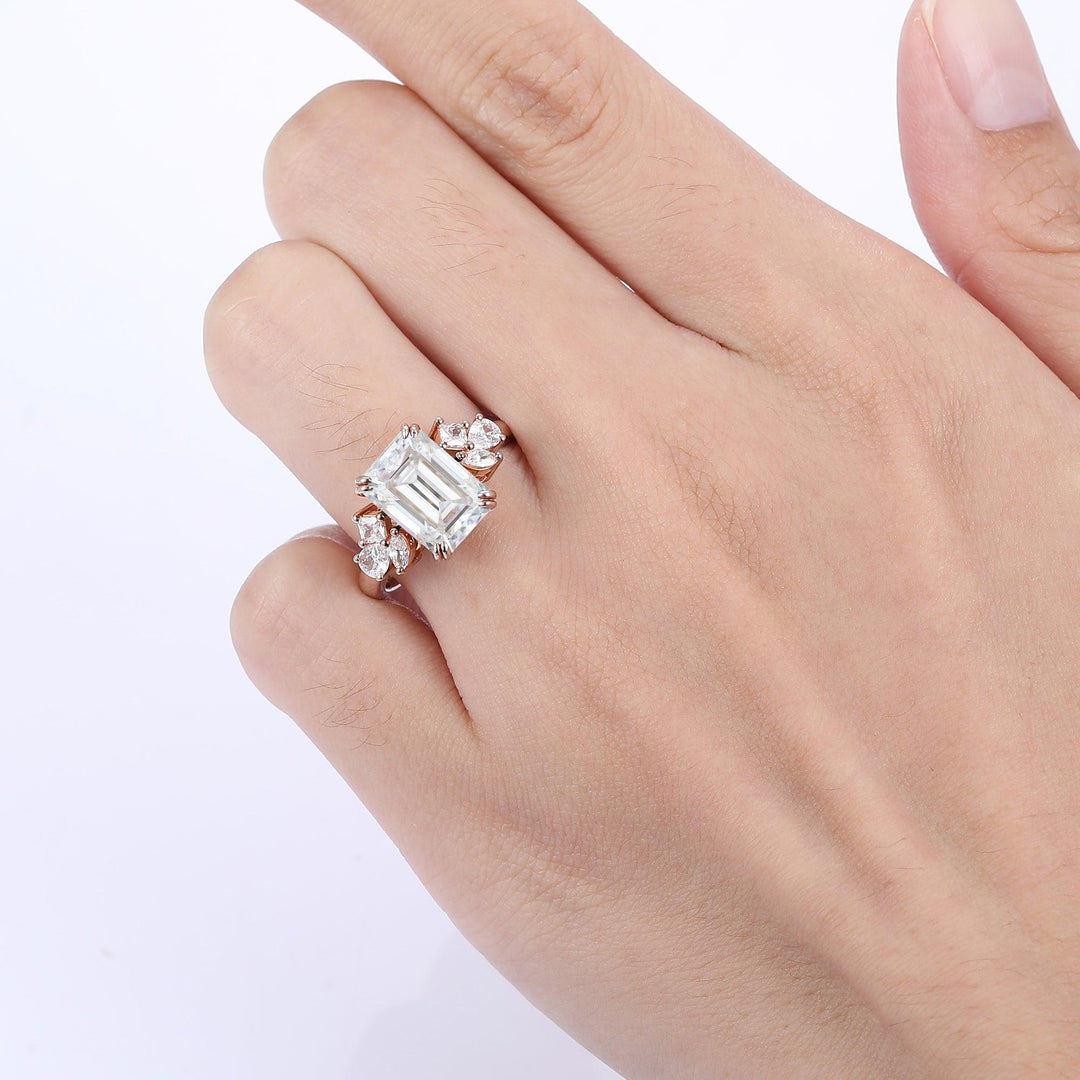 2.0CT Emerald Cut Lab Grown Diamond Ring Art Anniversary IGI Certified Diamond Ring - Esdomera