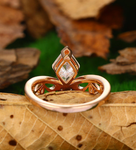 Moissanite Engagement Ring Rhombus Cut Moissanite Wedding Promise Ring Women Dainty Promise Ring - Esdomera