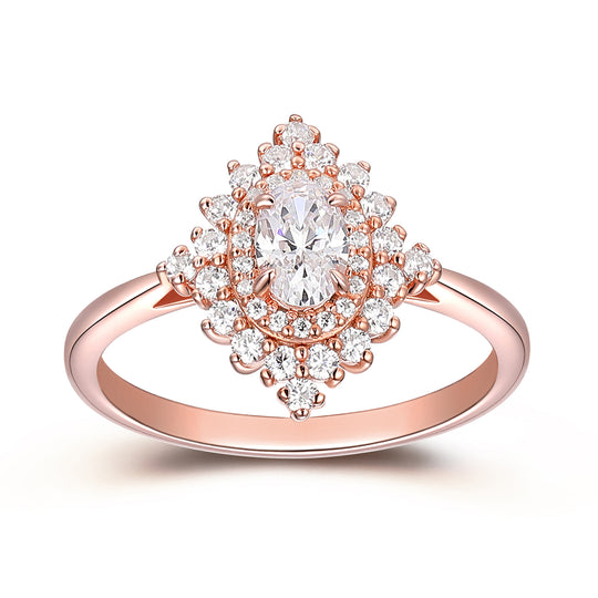 Art Deco 1 Carat Oval Cut Full Eternity Moissanite Anniversary Engagement Ring For Her