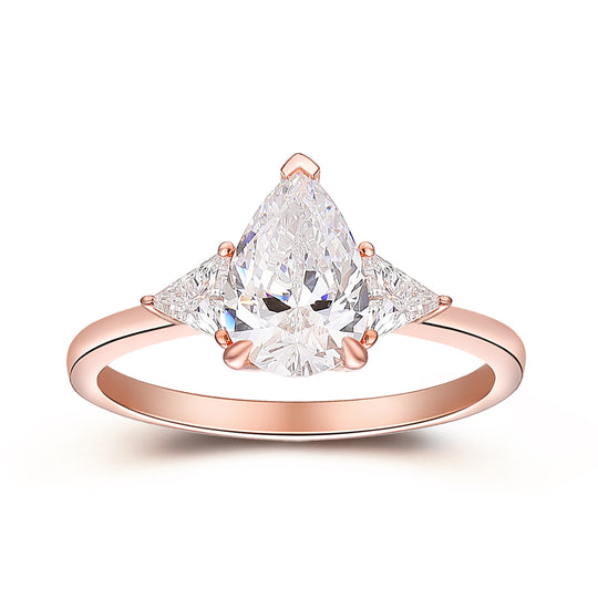 Beautiful 1.5 Carat Pear Cut Side Stone Moissanite Engagement Ring Gifts For Her
