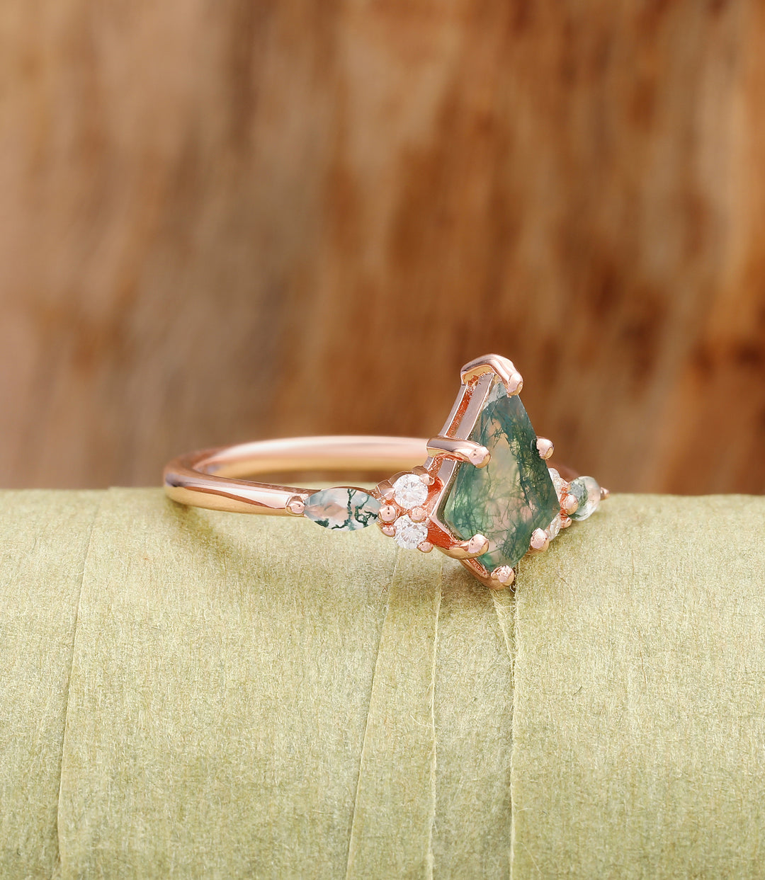 Skye Kite Green Moss Agate Ring Unique Handmade Natural Agate Engagement Promise Ring Valentine Gift Green Gemstone Anniversary Gift For Her