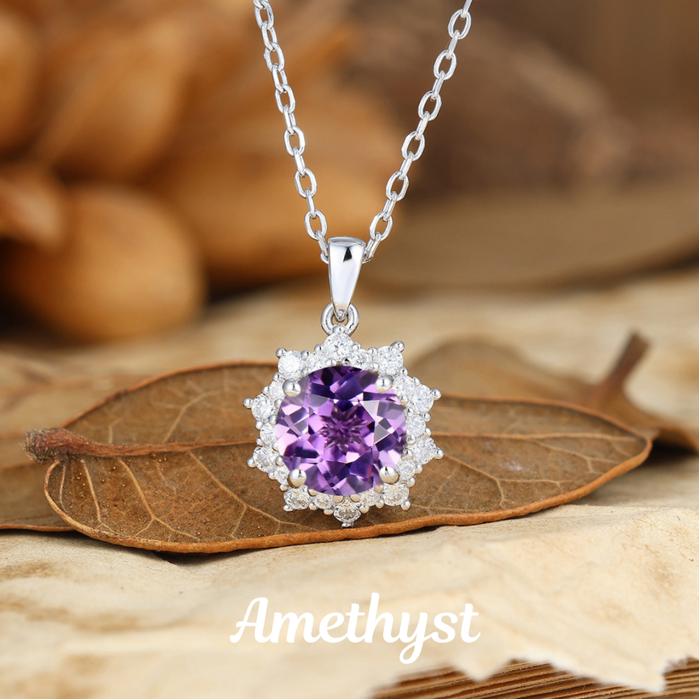 Delicate Floral Cluster Round Cut Natural Moss Agate Pave Moissanites Necklace Pendant