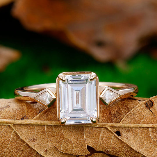 2CT Emerald Cut Moissanite Engagement Ring Anniversary Bridal Ring Gift