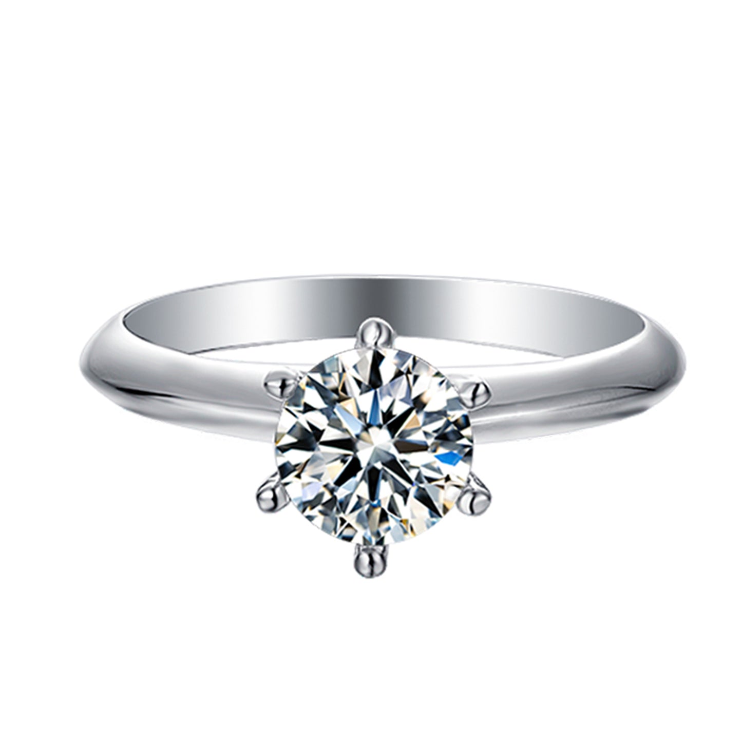 F006 Classic Round Cut 0.5/1 Carat Six Prongs Solitaire Anniversary Engagement Ring For Girl
