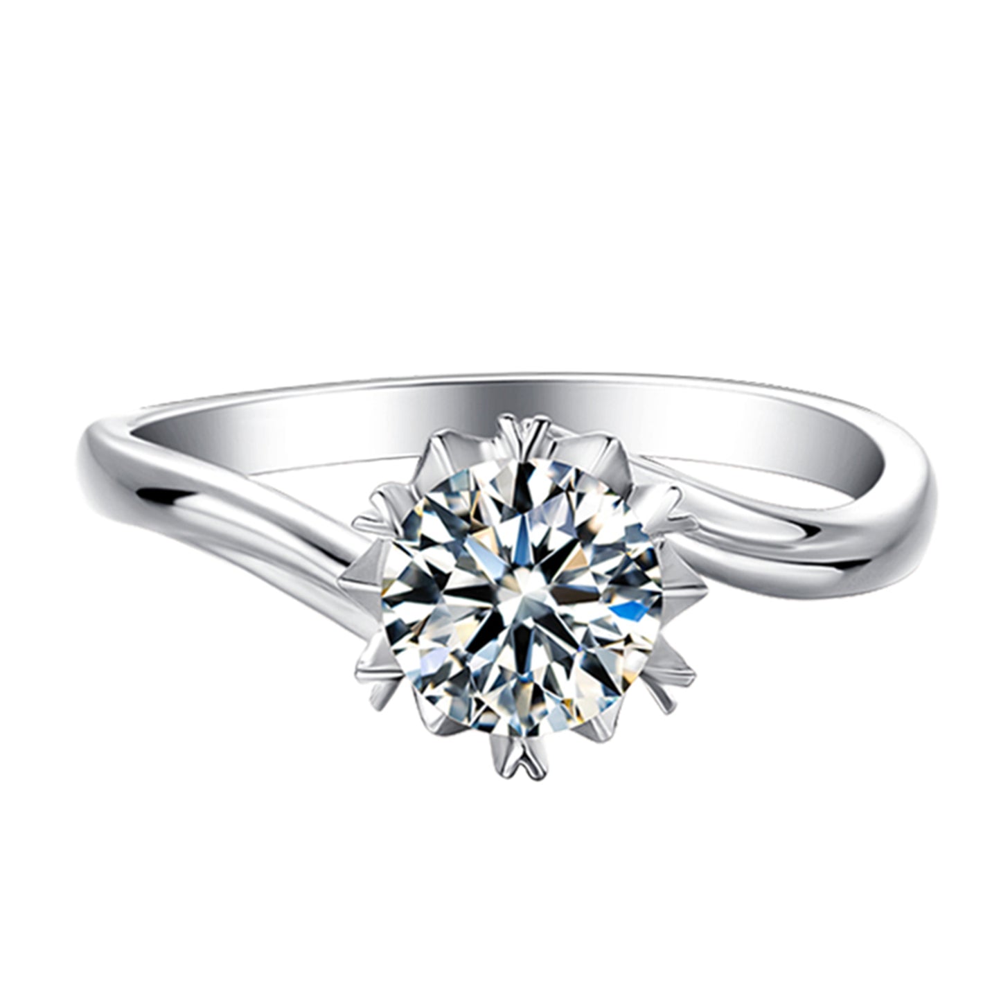 F002 Delicate Round Cut 0.5/1 Carat Six Prongs Solitaire Anniversary Engagement Ring For Her