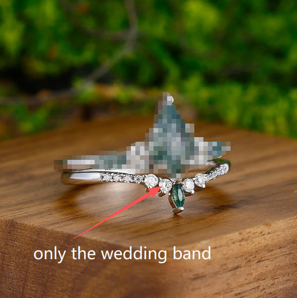 Custom Order - Moss Agate 925 Sliver Wedding Band