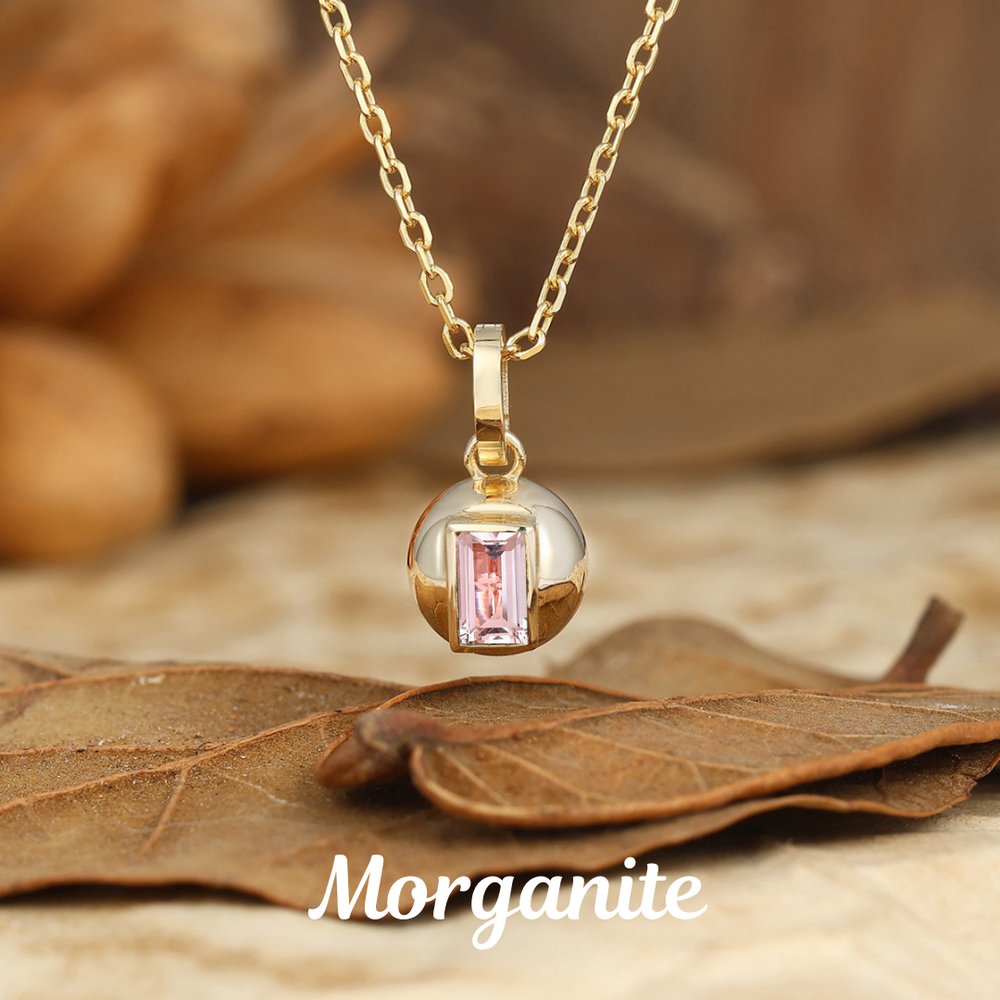 Pendente a Sfera di Zaffiro a Forma di Smeraldo Solitaire Collana in Oro Massiccio 14K Regalo per Donna