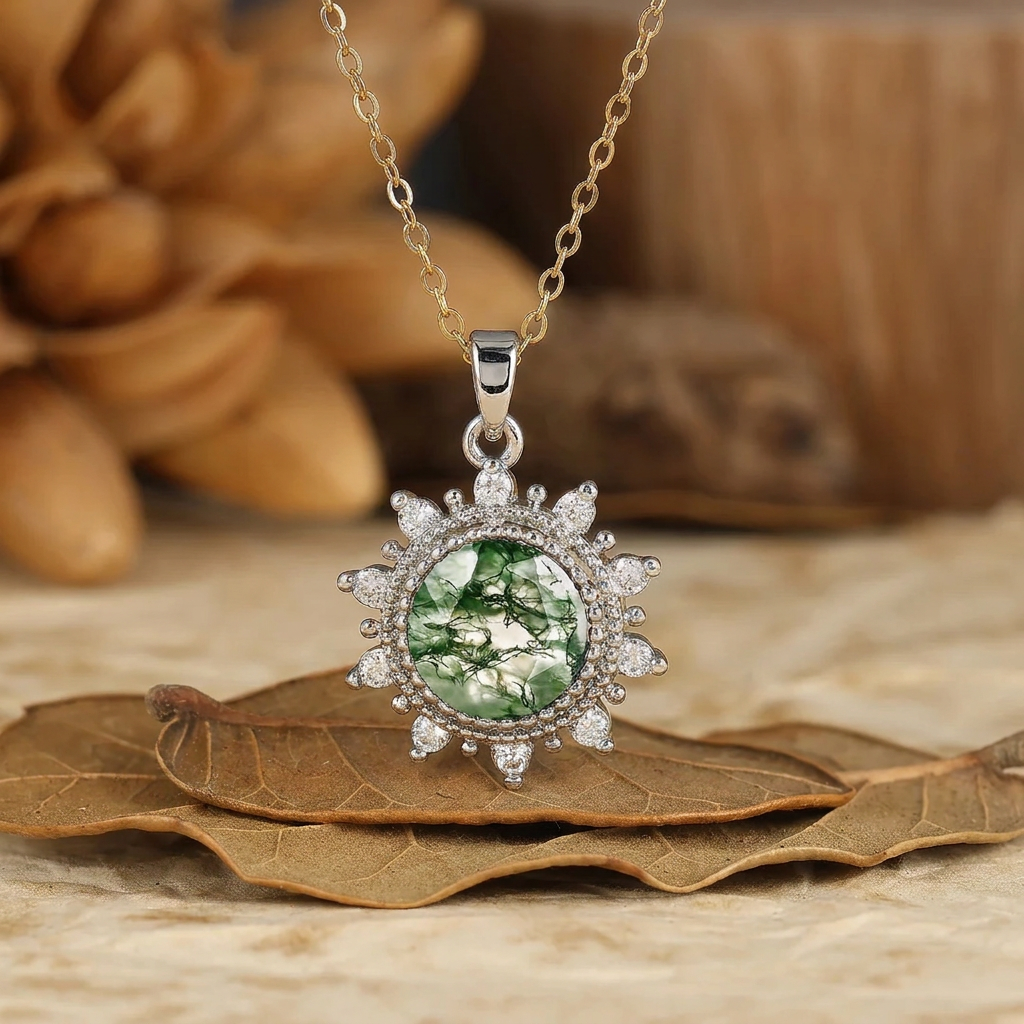 Delicaat Rond Geslepen Amethist Zon Halo Hanger Ketting 14K Gouden Ketting