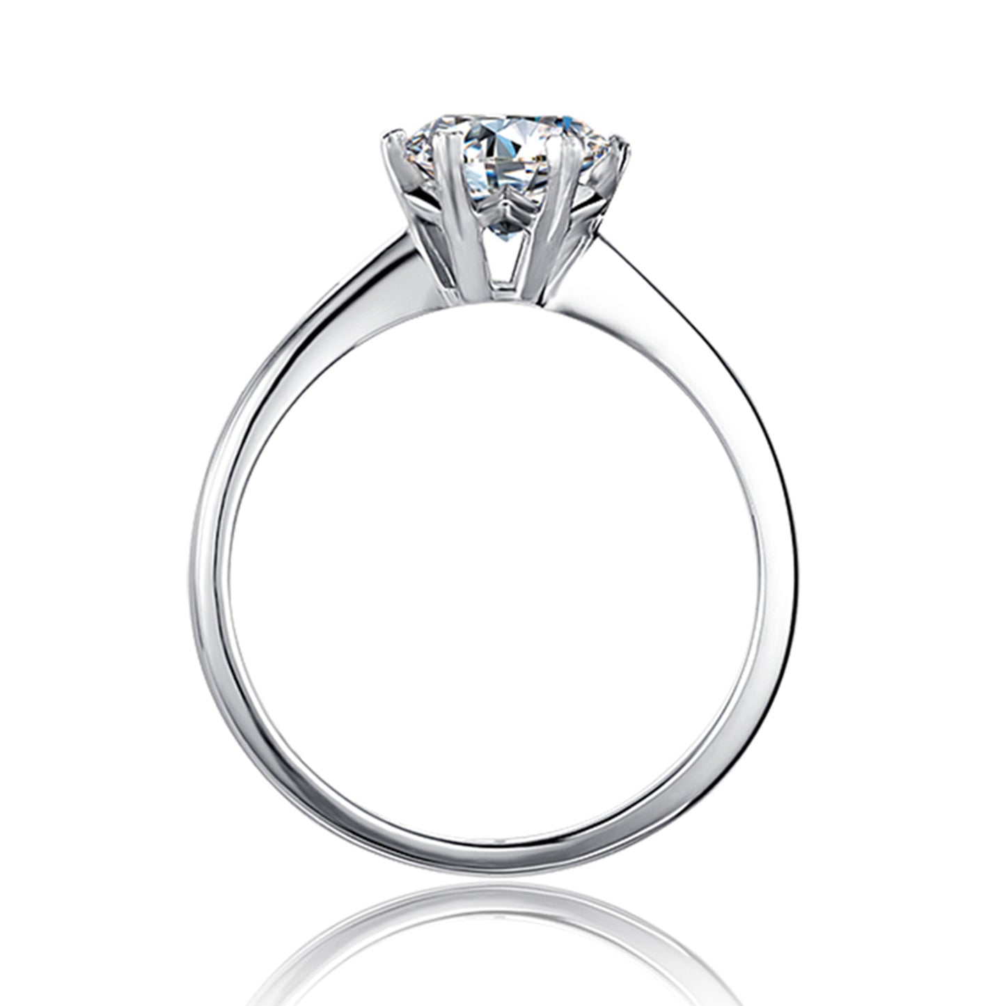 F001 Beautiful Round Cut 0.5/1 Carat Solitaire Engagement Ring In 925s Sterling Silver For Women