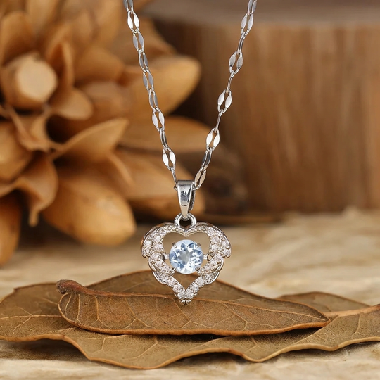 Unique Hartaccenten Stijl Aquamarijn Hanger Ketting Witgouden Bruidshanger