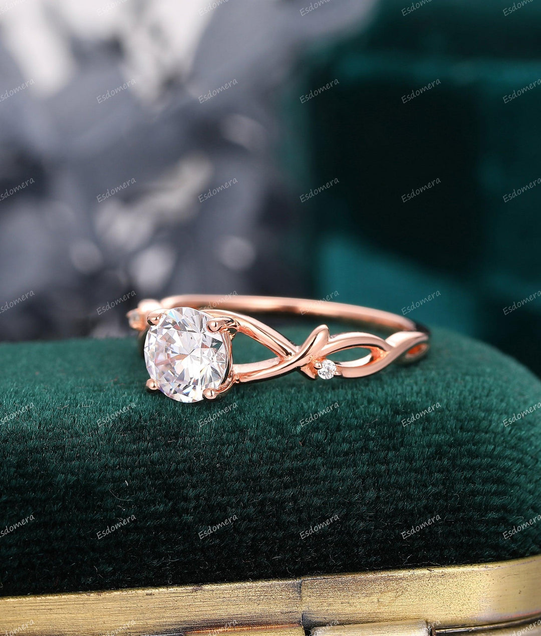 4 Prong Round Cut Lab Grown Diamond Bridal Promise Ring - Esdomera