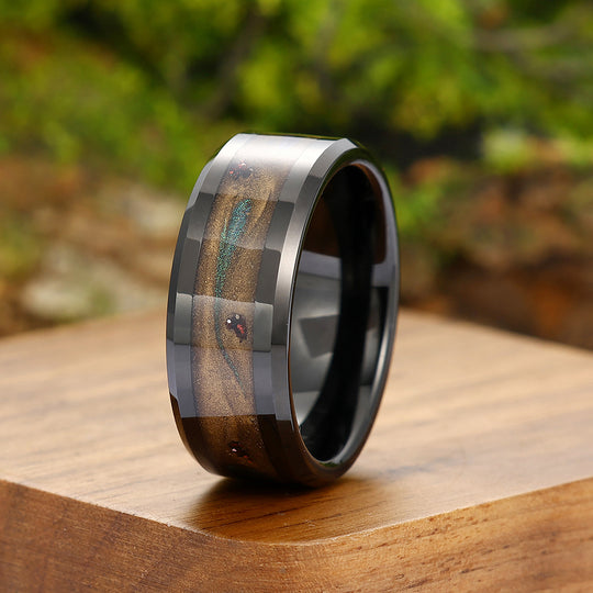 Antique Quicksand Black Tungsten Carbide Ring Unisex Polished Design Mens Anniversary Engagement Wedding Band