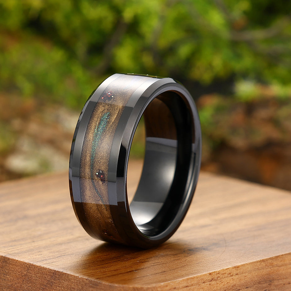 Antique Quicksand Black Tungsten Carbide Ring Unisex Polished Design Mens Anniversary Engagement Wedding Band