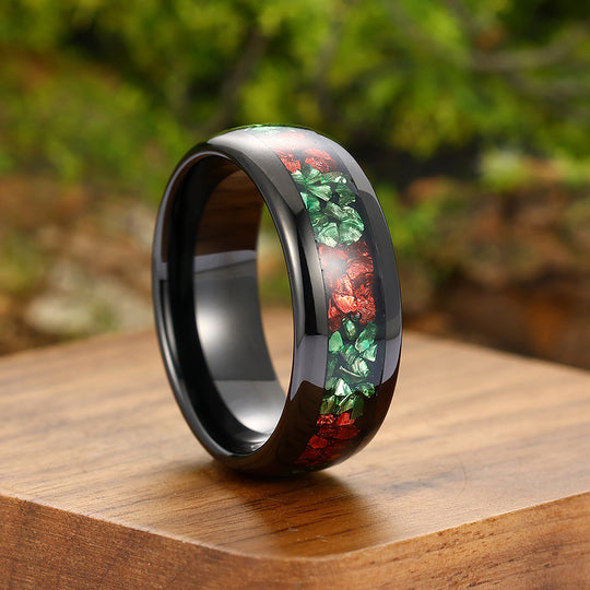 8mm Ruby Emerald Tungsten Carbide Ring Black Tungsten Wedding Anniversary Band For Men And Women