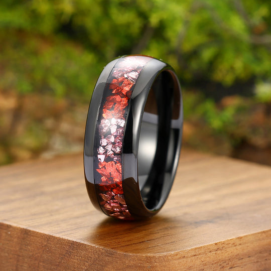 Red Ruby Pink Sapphire Mens Tungsten Ring Black His And Hers Wedding Band Birthday Anniversary Ring