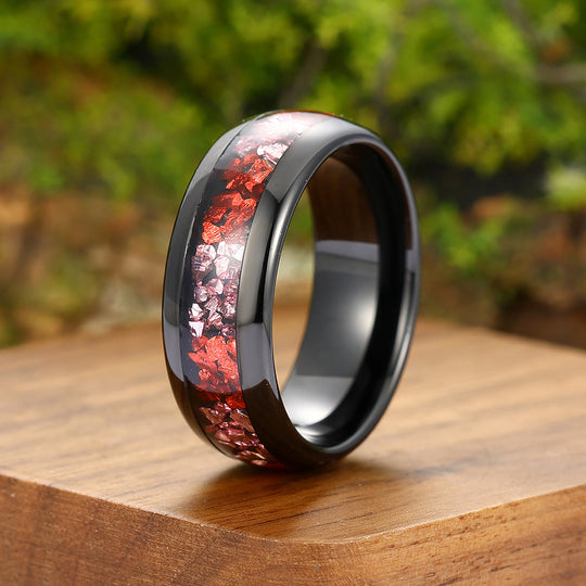 Red Ruby Pink Sapphire Mens Tungsten Ring Black His And Hers Wedding Band Birthday Anniversary Ring