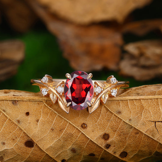 Antique 1.5 CT Oval Cut Natural Red Garnet Anniversary Sliver Ring