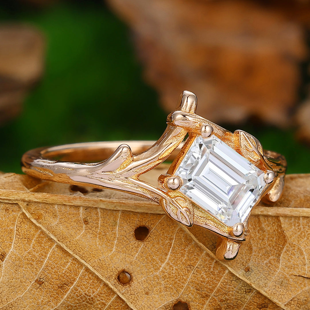 Twig Emerald Cut 1CT Lab Grown Diamond Engagement Ring