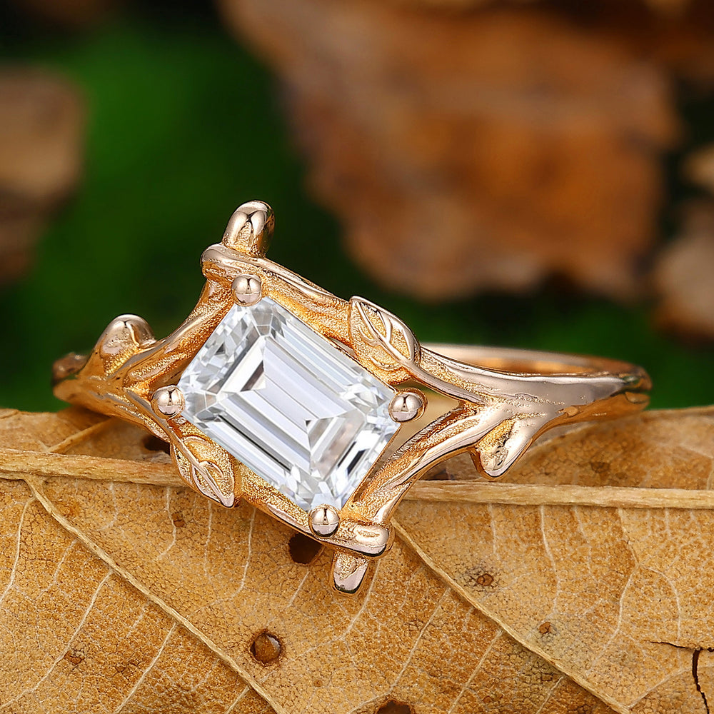 Twig Emerald Cut 1CT Lab Grown Diamond Engagement Ring