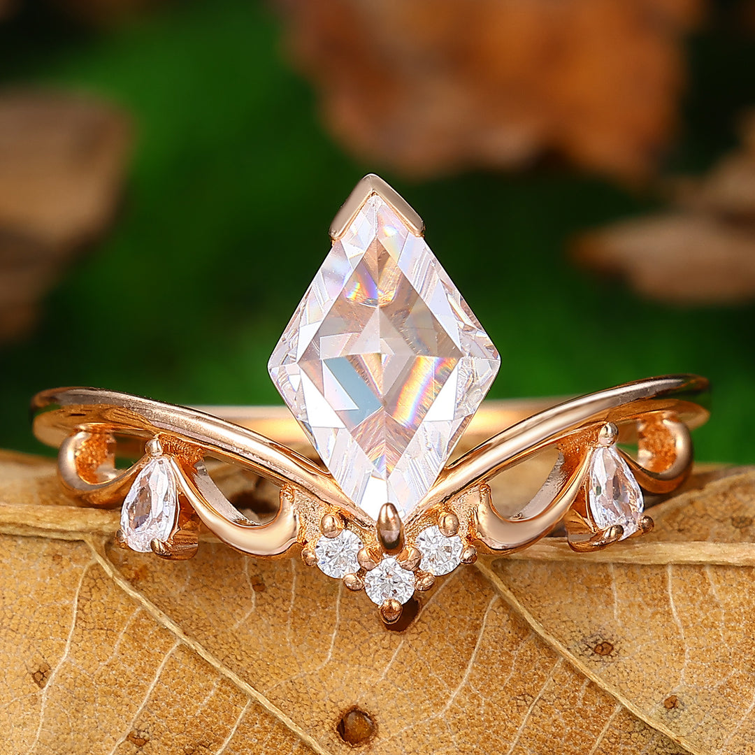 2 CT Rose Gold Rhombus Cut Moissanite Engagement Ring