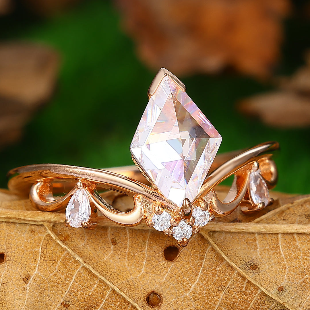 2 CT Rose Gold Rhombus Cut Moissanite Engagement Ring