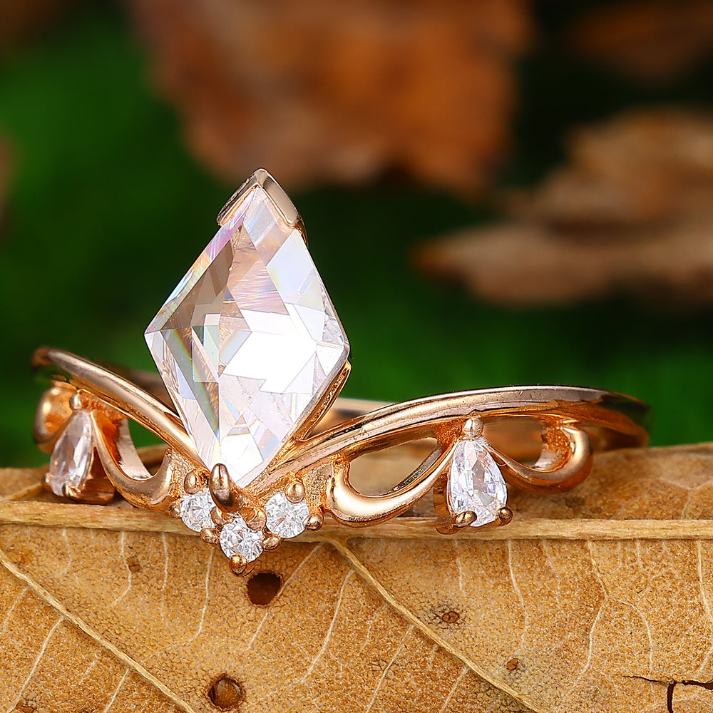 2 CT Rose Gold Rhombus Cut Moissanite Engagement Ring