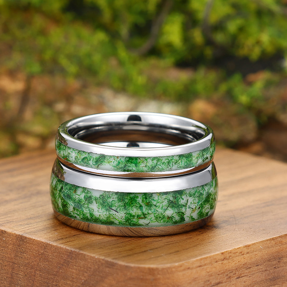 Anillo De Boda De Tungsteno Para Hombre King Will – 8 Mm, Con Incrustación De Nudo Celta Verde, Ajuste Cómodo Y Duradero