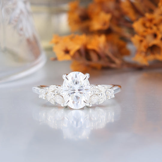 Ensemble de bagues de couple feuille délicate en moissanite pour fiançailles, argent sterling 925 et tungstène assortis
