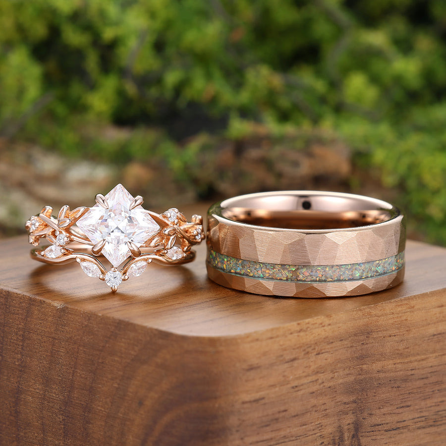 Brilliant Moissanite Engagement Matching Couples Promise Ring Opal Tungsten Wedding Bnads For Anniversary Gift -  Esdomera.com