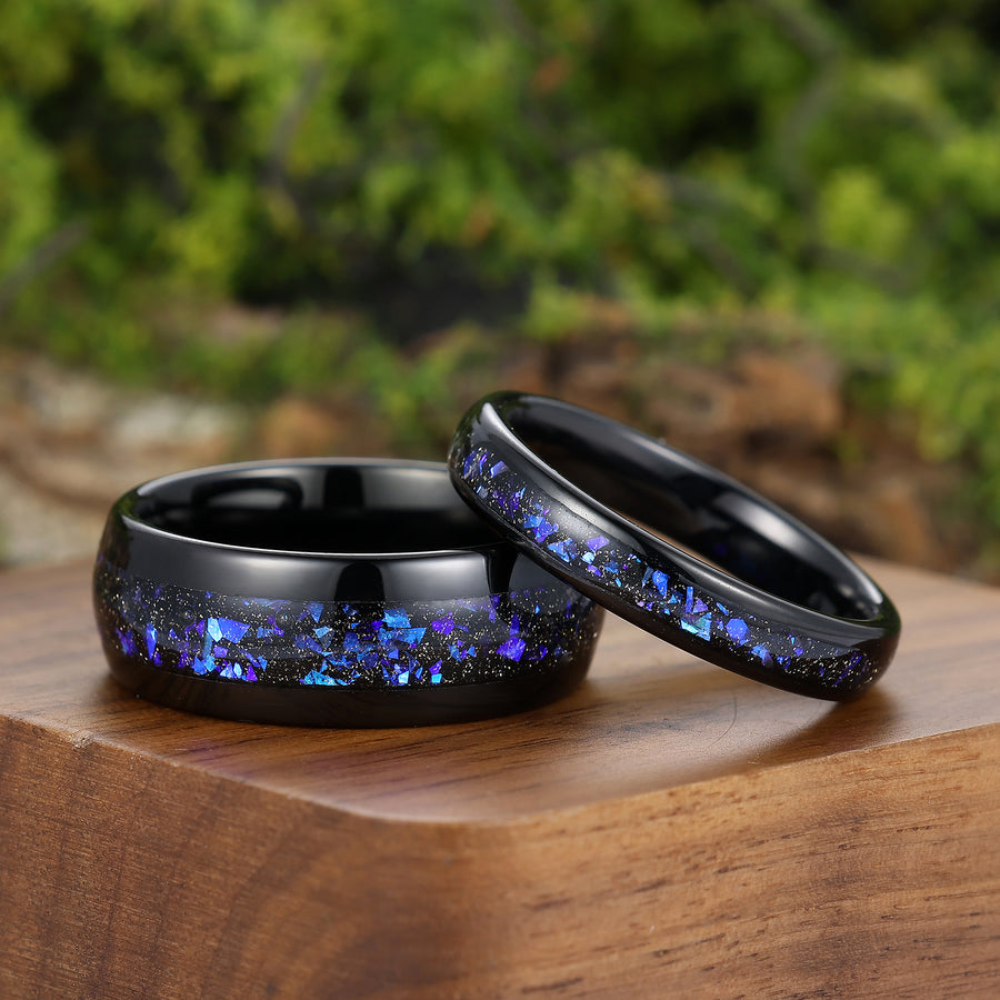 Orion Nebula His and Hers Couple Rings Tungsten Wedding Ring Black Matte Promise Ring Set -  Esdomera.com