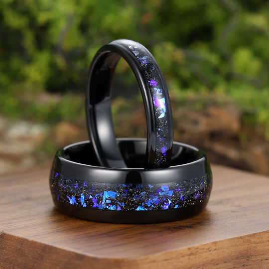 Orion Nebula His and Hers Couple Rings Tungsten Wedding Ring Black Matte Promise Ring Set -  Esdomera.com