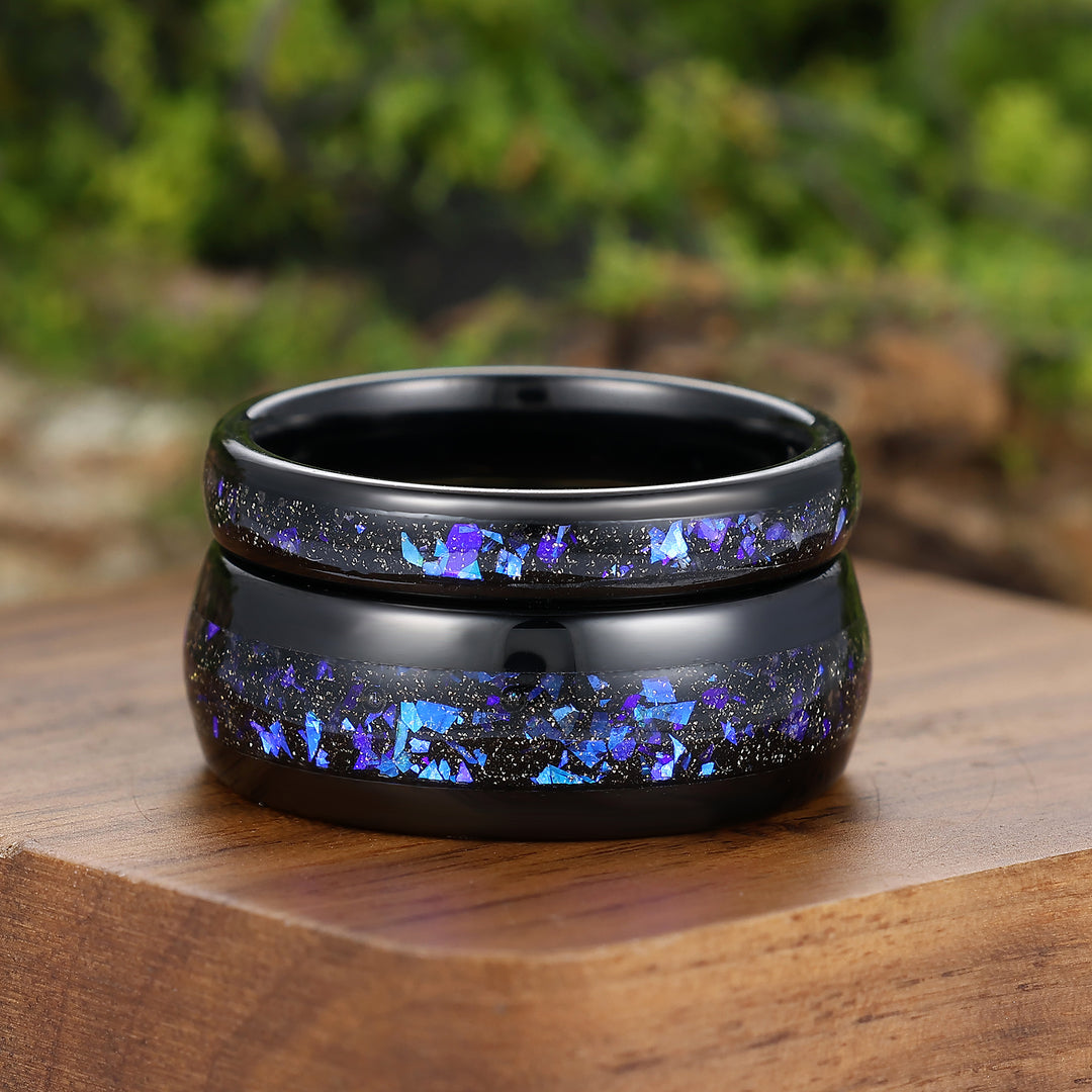 Orion Nebula His and Hers Couple Rings Tungsten Wedding Ring Black Matte Promise Ring Set -  Esdomera.com