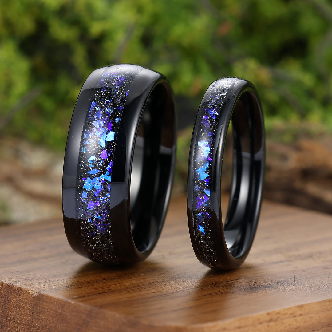Orion Nebula His and Hers Couple Rings Tungsten Wedding Ring Black Matte Promise Ring Set -  Esdomera.com