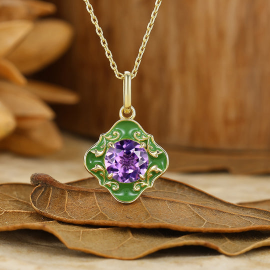 Handmade Moss Agate Green Resin Drip Pendant Necklace 14K Solid Gold Women Necklace