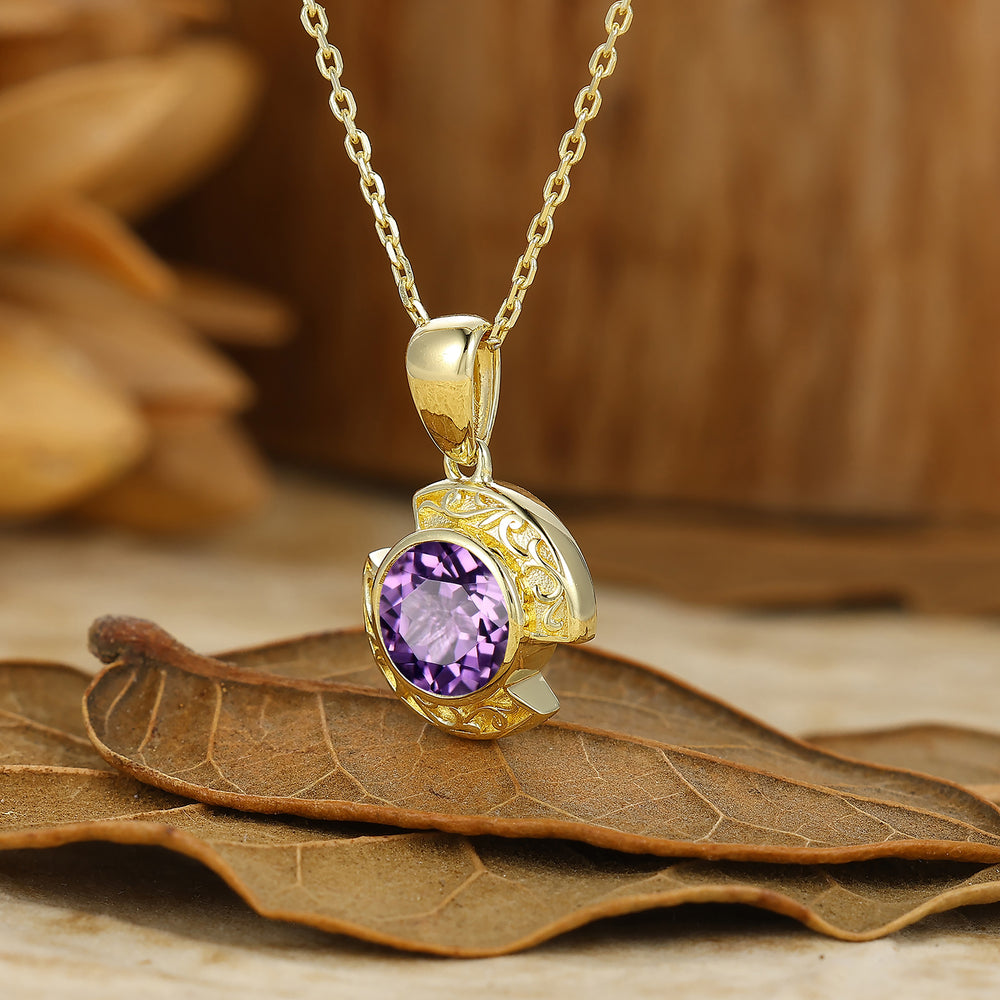 Vintage Collier Améthyste d'Inspiration Vintage Collier de Mariage Artisanale avec Ornements en Volutes pour Femmes