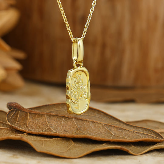 Unique Leaf Engraved Pendant Handcraft Pendant Necklace For Women