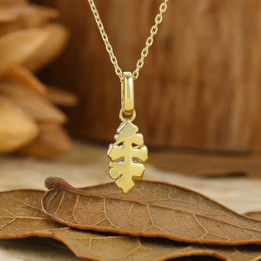 Leaf Inspired Moissanite Inlay Pendant Handmade Necklace Anniversary Gift