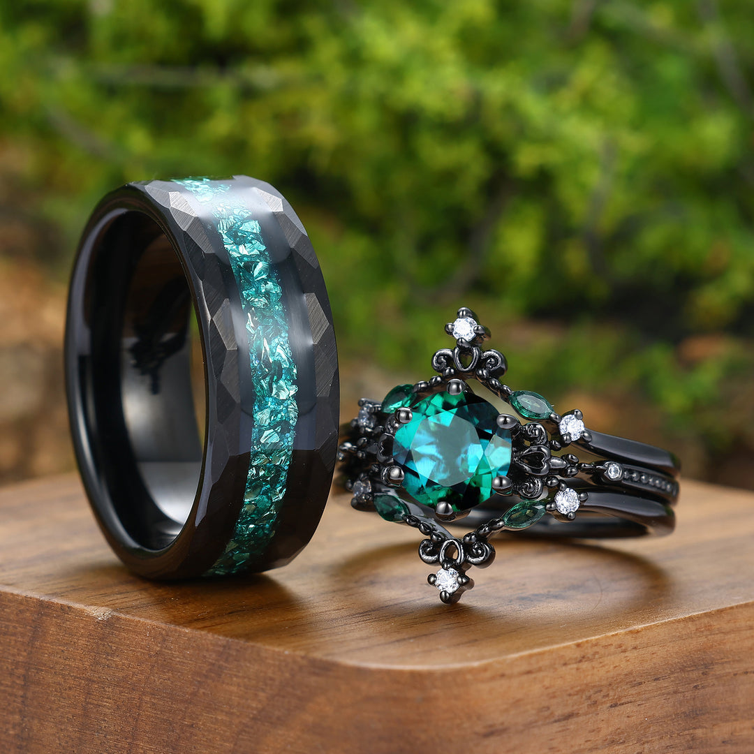 Bague Marquise Bague émeraude Maty Ensemble De Bagues Pour Couple